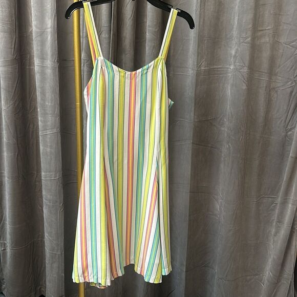 Authentic Versace Candy Stripe Dress Pastel Multicolor Fit & Flare Sz 24 IT 38 - Picture 7 of 8